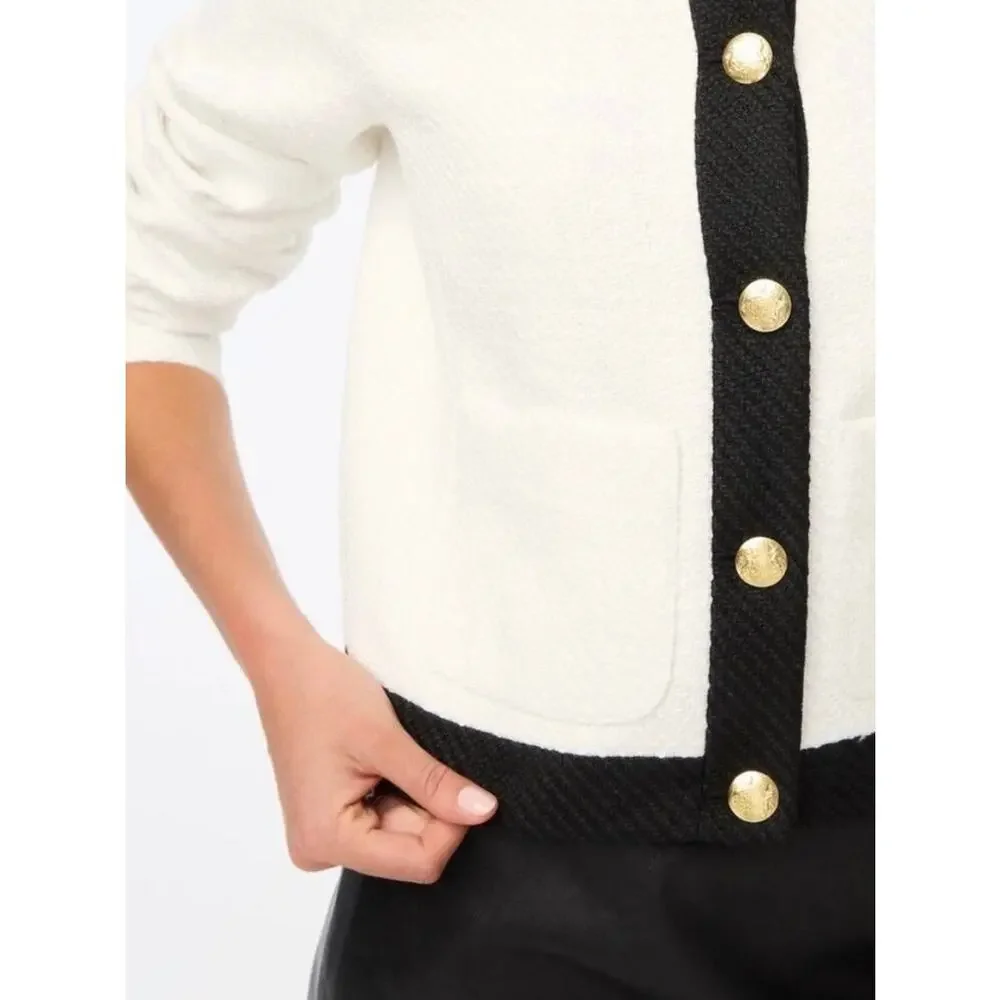 J.Crew White&Black Long Sleeve Button Front Tweed Lady Jacket Sz.10